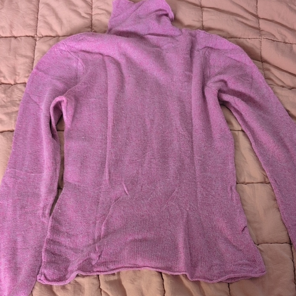 Women's Pink Turtleneck 100% Cashmere Sweater